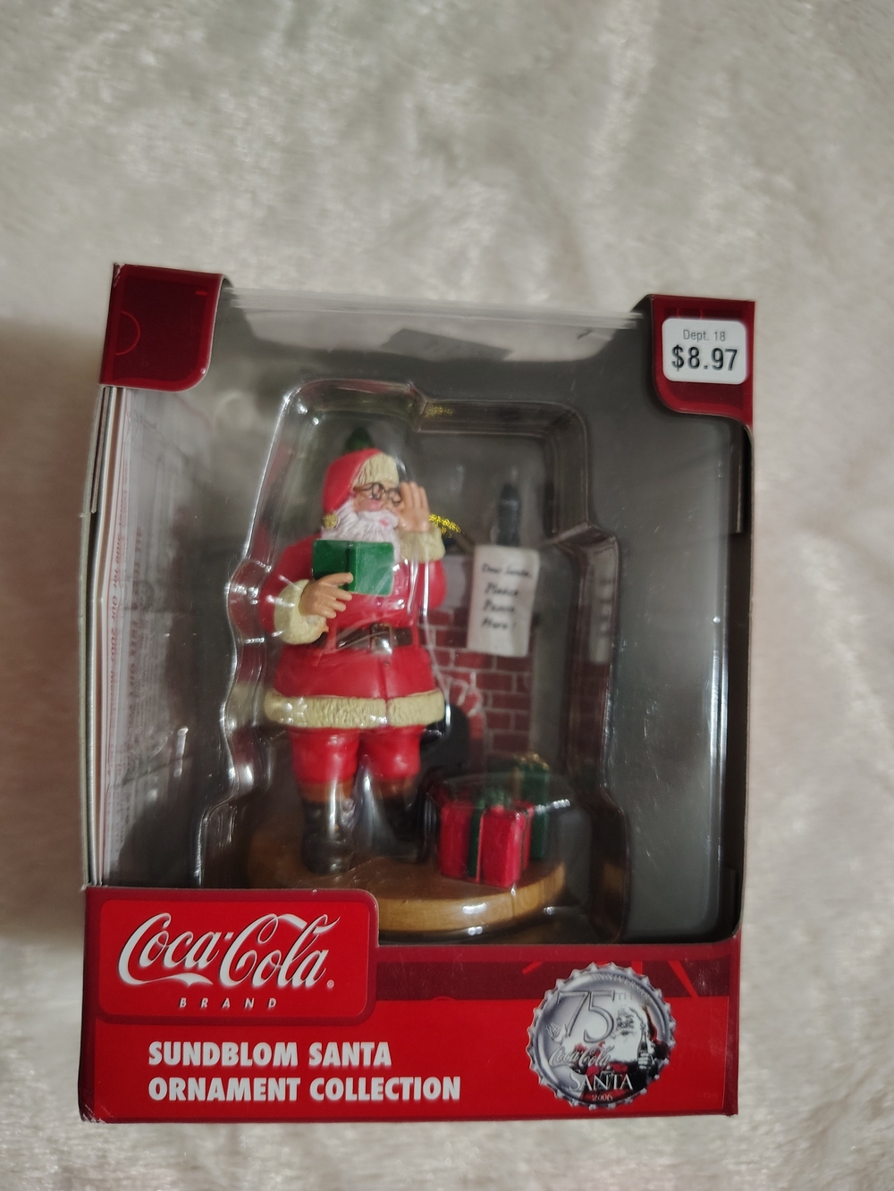Coca Cola Red Sundblom Santa Ornament